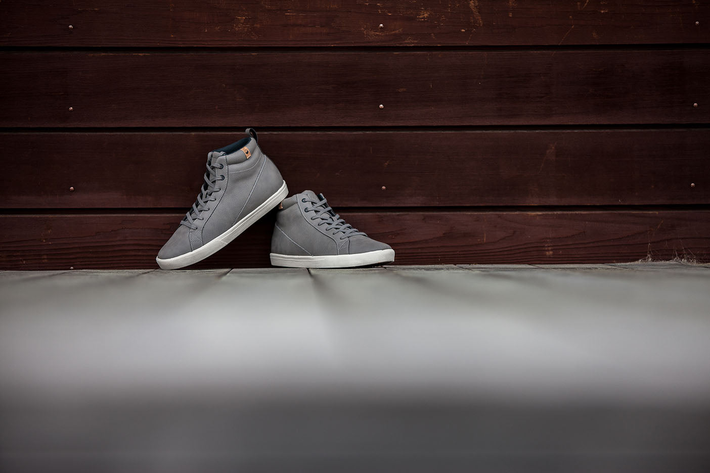 men's dark grey shoes facing left and right