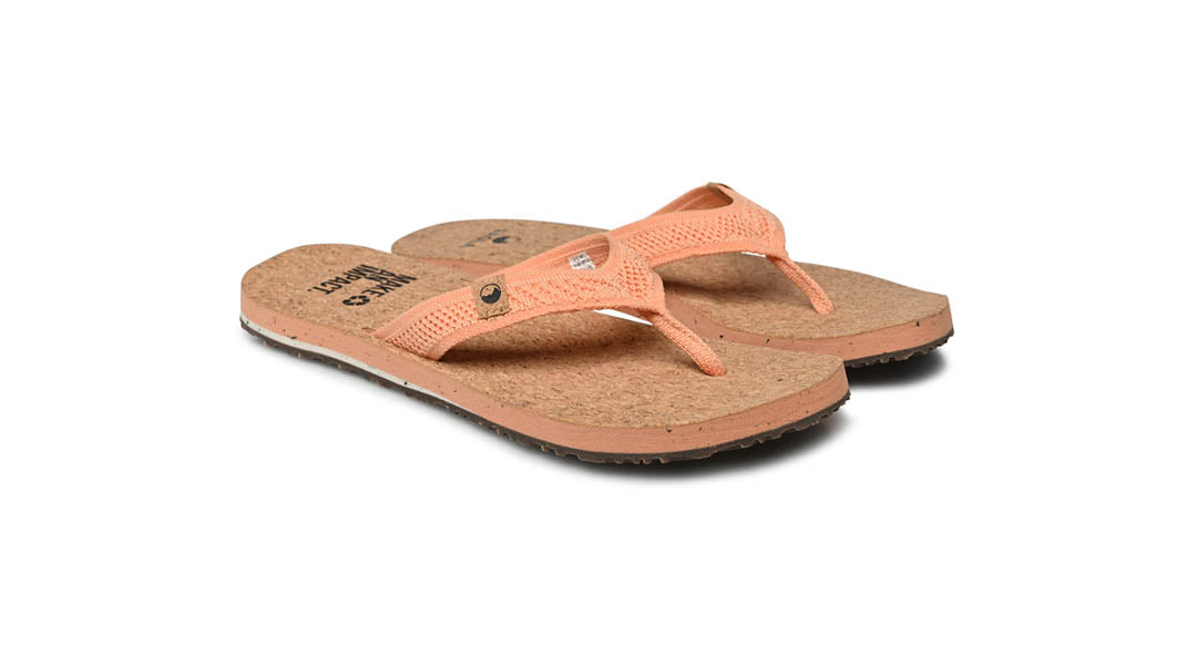 women's peach sandals overview from right side