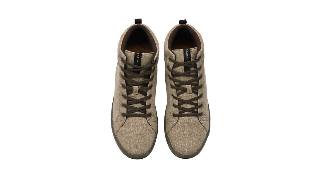 men's brown shoes overhead view